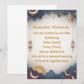 Ramadan Iftar Invitation | Elegant Islamic Gold 招待状 (正面/裏面)