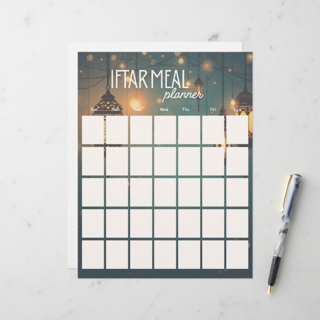 Ramadan Iftar Meal Planner-paper sheet  (正面/裏面インサイチュ)