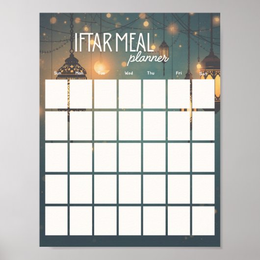 Ramadan Iftar Meal Planner (printable) ポスター (正面)