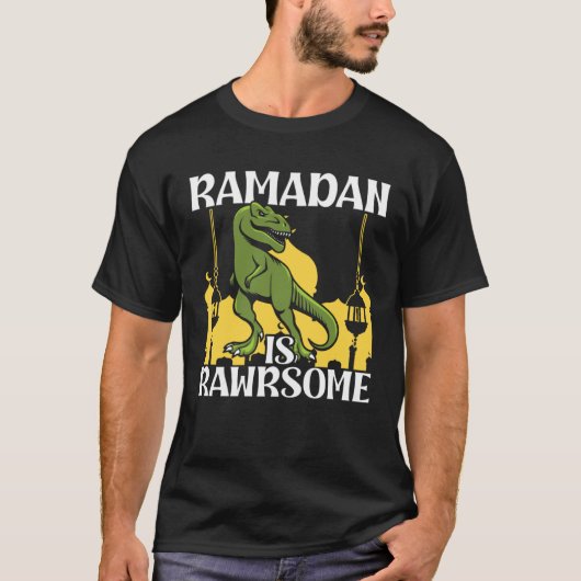 Ramadan Is Rawrsome Dinosaur Vintage Mubarak Tシャツ (正面)