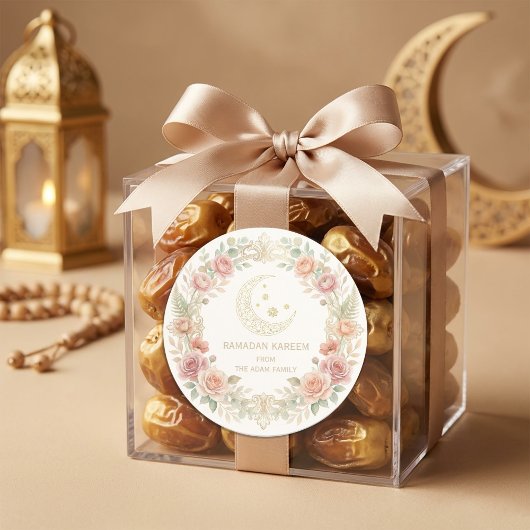 Ramadan Kareem Blush Floral Lantern ラウンドシール