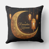Ramadan Kareem Crescent & Lanterns Pillow クッション (裏面)