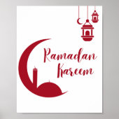 Ramadan Kareem Crescent Moon & Lantern Wall Print  ポスター (正面)