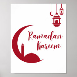 Ramadan Kareem Crescent Moon & Lantern Wall Print ポスター