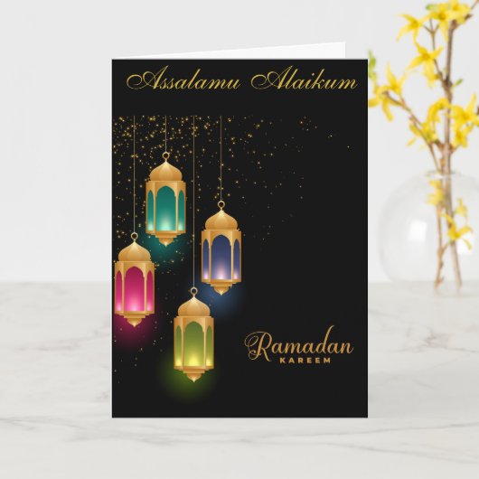 Ramadan Kareem & Eid Mubarak  Customized Greeting カード (黄色い花)