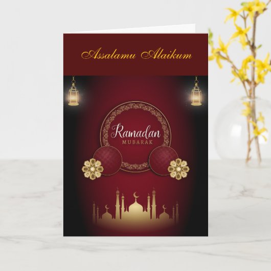 Ramadan Kareem & Eid Mubarak Customized Greeting カード (黄色い花)