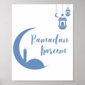  Ramadan Kareem Elegant Crescent & Lantern Wall Pr ポスター (正面)