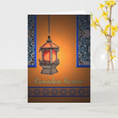 Ramadan Kareem、Fanoos、Filigree Windows カード (黄色い花)