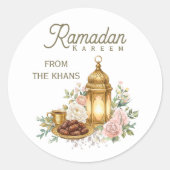 Ramadan Kareem Floral Lantern ラウンドシール (正面)