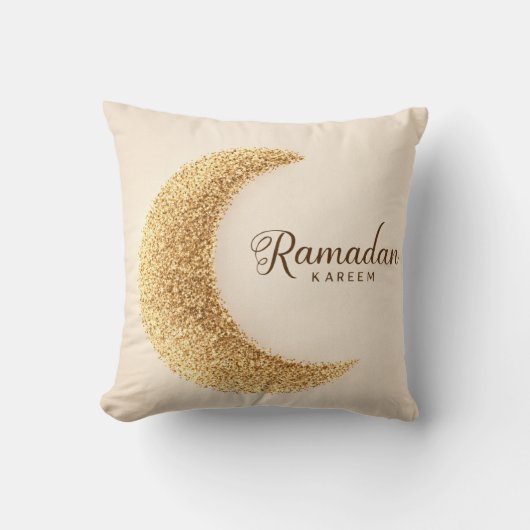 Ramadan Kareem Gold Crescent Moon Cushion クッション (正面)