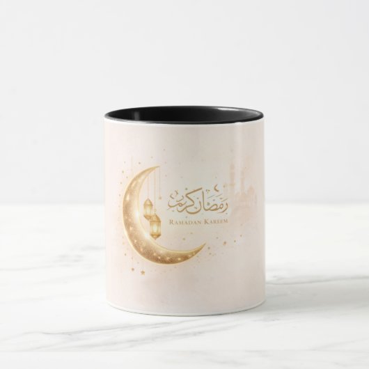 Ramadan Kareem Gold Crescent Mug – Elegant Islamic マグカップ (中央)