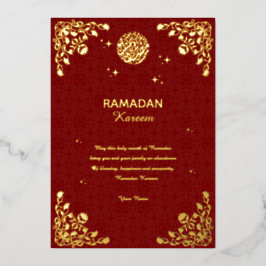 Ramadan Kareem Gold Foil Islamic Invitation Card 箔招待状