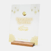 Ramadan Kareem Gold Islamic Acrylic Sign Personali アクリルサイン (傾斜)