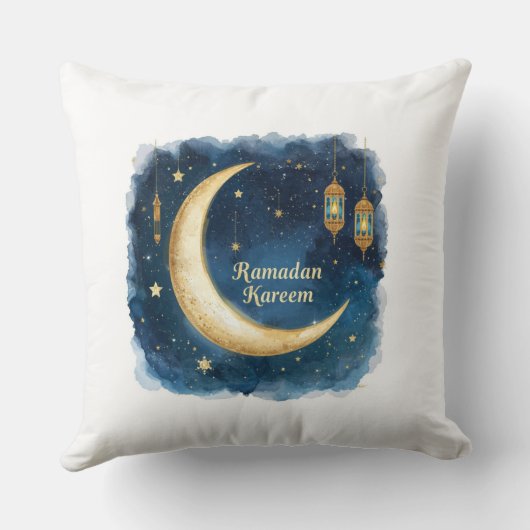Ramadan Kareem Golden Moon Pillow クッション (裏面)