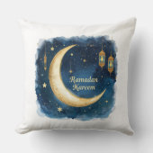 Ramadan Kareem Golden Moon Pillow クッション (正面)