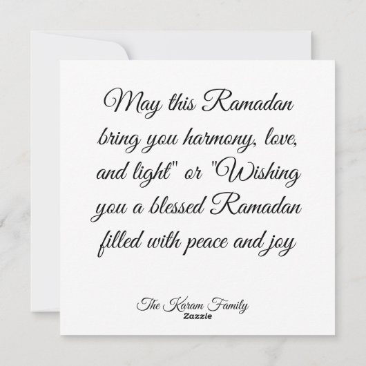 Ramadan Kareem holiday Personalized Modern Card シーズンカード (裏面)