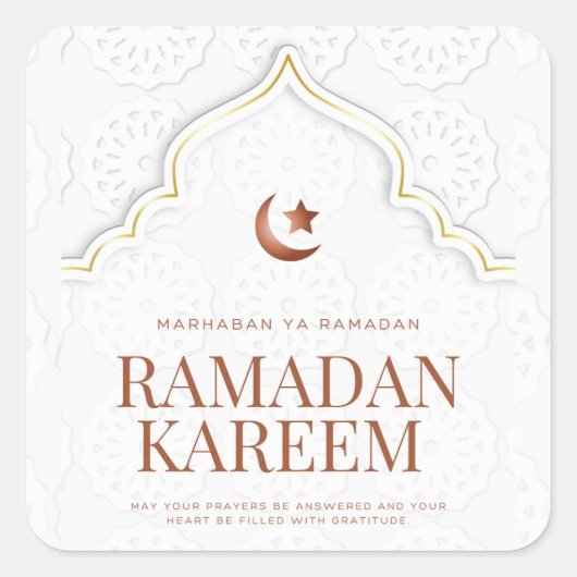 Ramadan Kareem Islamic Archway Art スクエアシール (正面)
