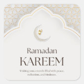 Ramadan Kareem Lantern & Crescent Art スクエアシール (正面)