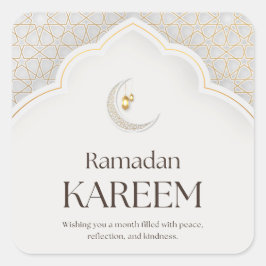 Ramadan Kareem Lantern & Crescent Art スクエアシール