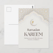 Ramadan Kareem Lantern & Crescent Art ポストカード (正面/裏面)
