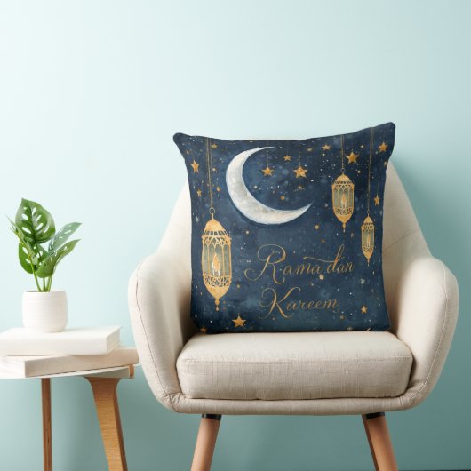 Ramadan Kareem Lantern & Moon Pillow クッション (椅子)