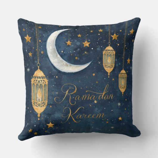 Ramadan Kareem Lantern & Moon Pillow クッション (裏面)