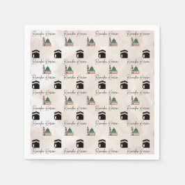 Ramadan Kareem Napkins – Kaaba & Masjid al Nabawi スタンダードカクテルナプキン