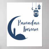 Ramadan Kareem Red Crescent & Lantern Islamic Wall ポスター (正面)