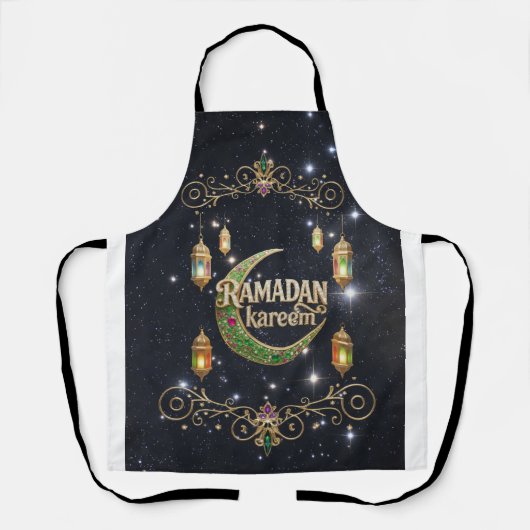 Ramadan Kareem shiny sky エプロン (正面)