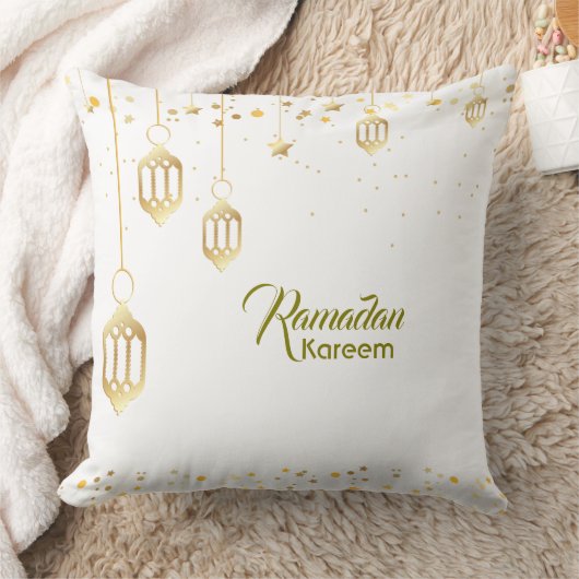 Ramadan Lanterns and Confetti Throw Pillow クッション (ブランケット)