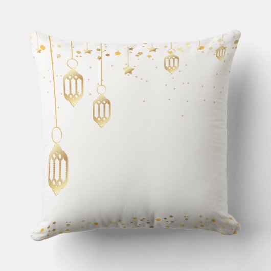 Ramadan Lanterns and Confetti Throw Pillow クッション (裏面)