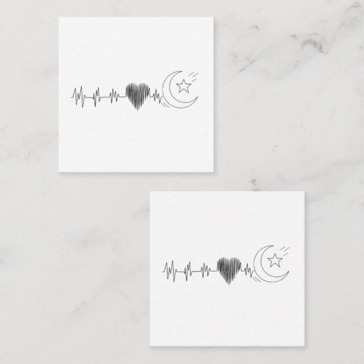 Ramadan Lune Islam En Rythme Cœur スクエア名刺 (正面/裏面)