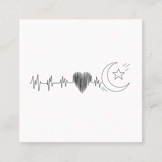 Ramadan Lune Islam En Rythme Cœur スクエア名刺 (正面)