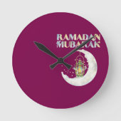 Ramadan Mubarak ラウンド壁時計 (正面)