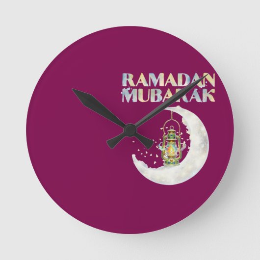 Ramadan Mubarak ラウンド壁時計 (正面)
