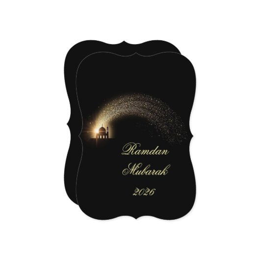 Ramadan Mubarak 2026 personalized Elegant Card 招待状 (正面/裏面インサイチュ)