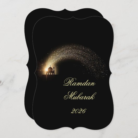 Ramadan Mubarak 2026 personalized  Elegant Card  招待状 (正面/裏面)
