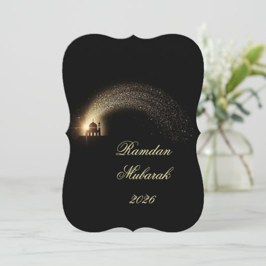 Ramadan Mubarak 2026 personalized Elegant Card 招待状 (スタンド正面)