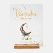 Ramadan Mubarak Acrylic Sign with Crescent Moon アクリルサイン (正面)