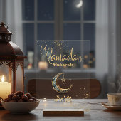 Ramadan Mubarak Acrylic Sign with Crescent Moon アクリルサイン