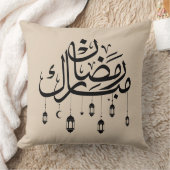 Ramadan Mubarak Arabic Calligraphy with Lanterns  クッション (ブランケット)