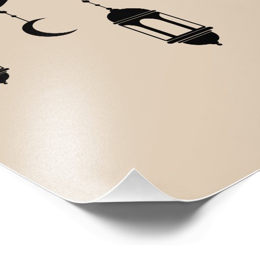 Ramadan Mubarak Arabic Calligraphy with Lanterns  フォトプリント (角)