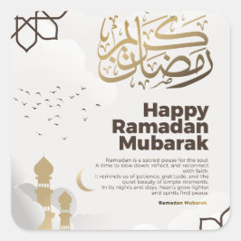 Ramadan Mubarak Golden Calligraphy Art スクエアシール