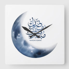 Ramadan Mubarak In Arabic calligraphy رمضان مبارك スクエア壁時計