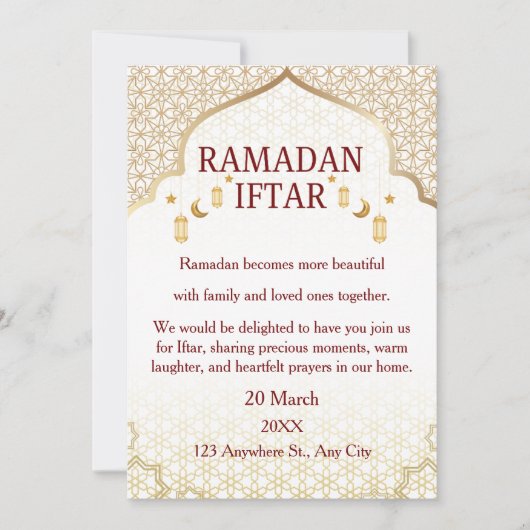 Ramadan Mubarak Invitations – Elegant Family Iftar 招待状 (正面)