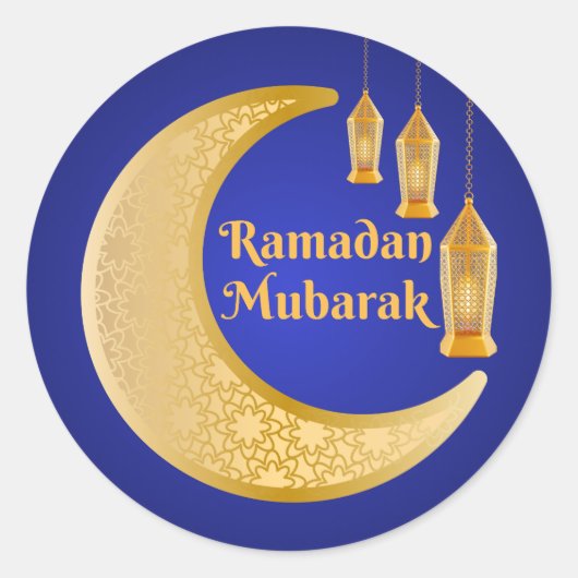 Ramadan Mubarak Islamic Art ラウンドシール (正面)