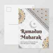 Ramadan Mubarak Mandala Crescent Art シーズンポストカード (正面/裏面)