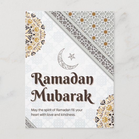 Ramadan Mubarak Mandala Crescent Art シーズンポストカード (正面)
