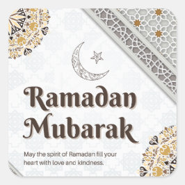 Ramadan Mubarak Mandala Crescent Art スクエアシール