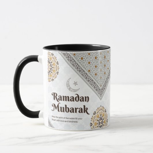 Ramadan Mubarak Mandala Crescent Art マグカップ (左)